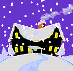 gifs maison  sous la neige pendant noel